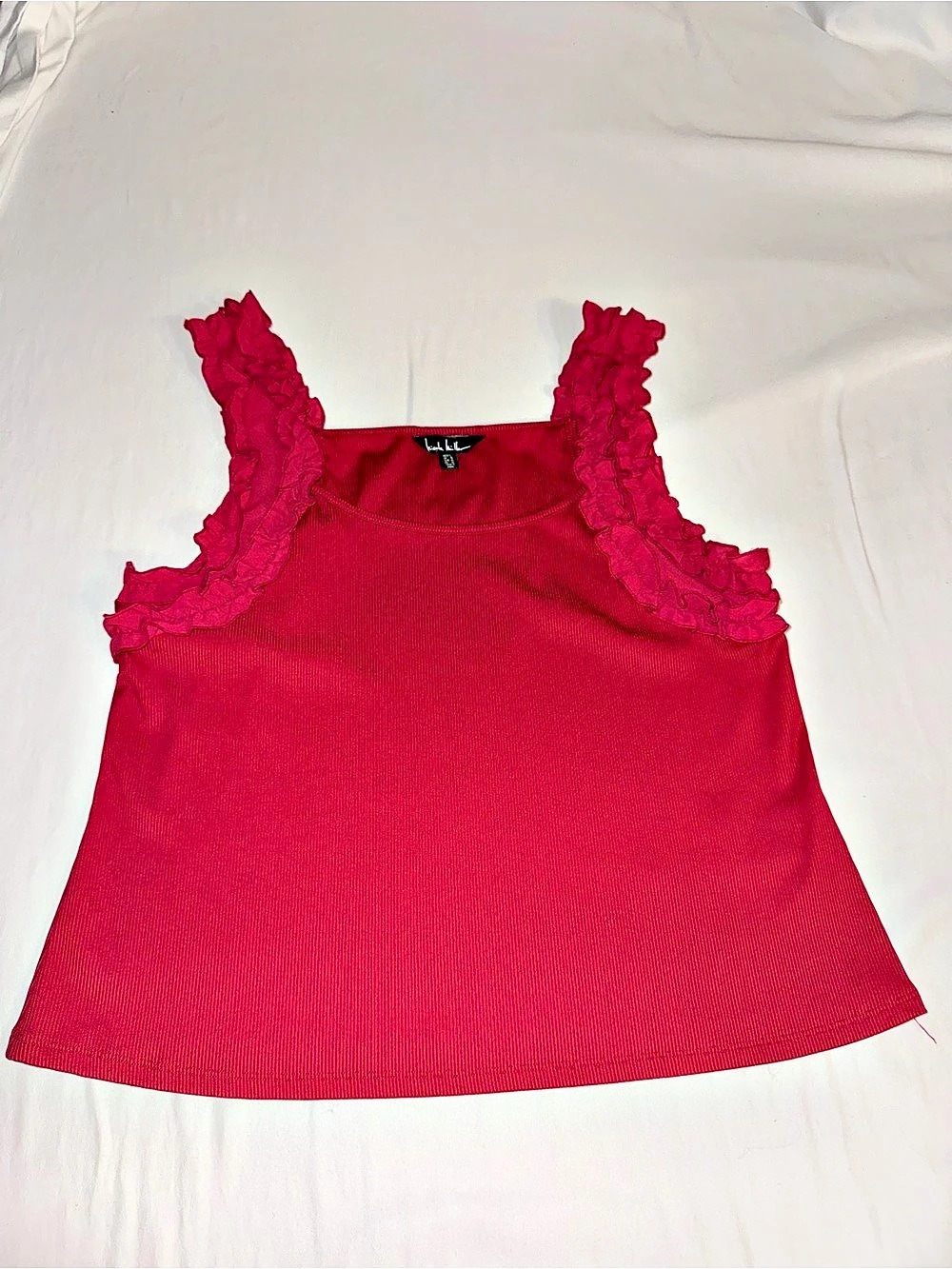 Nicole Miller Ruffled Tank Top in Pink L Like New